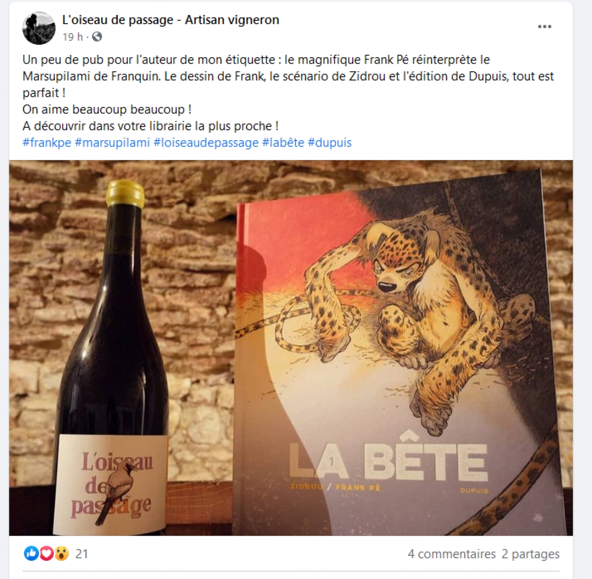 2020-10-12 : L'oiseau de passage : Facebook post